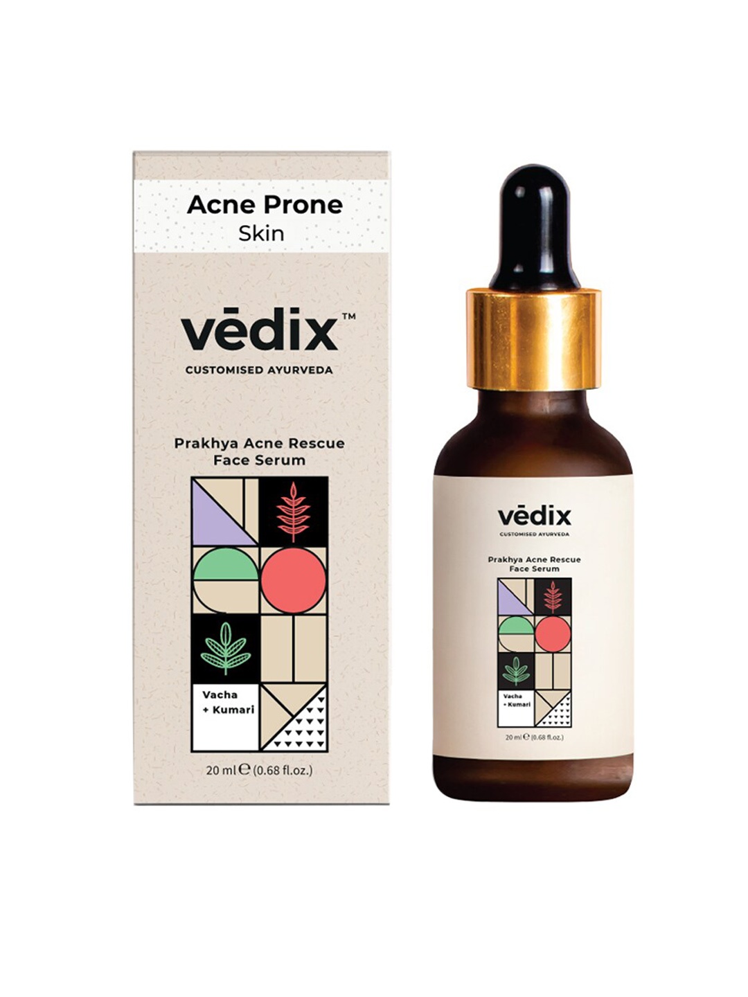 

VEDIX Womens Customized Ayurvedic Prakhya Acne Rescue Face Serum, Transparent