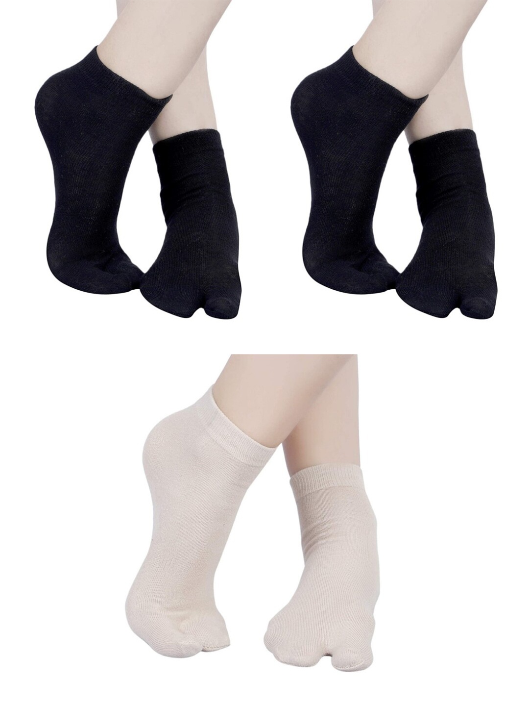 

N2S NEXT2SKIN Women Pack Of 3 Cotton Thumb Tube Ankle-Length Socks, Black