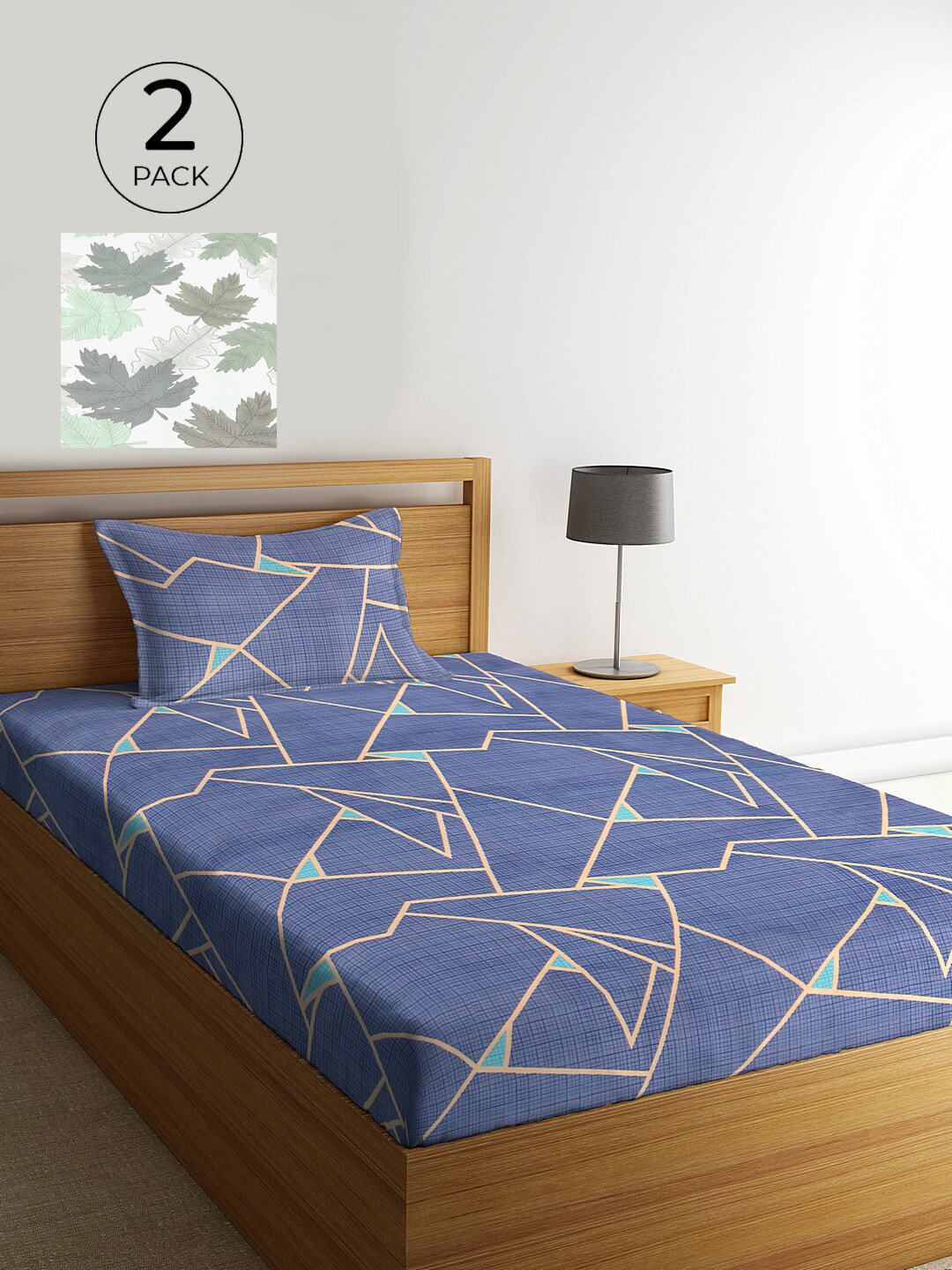 

KLOTTHE Unisex Set of 2 Printed Single Bedsheet with 2 Pillow Covers, Off white