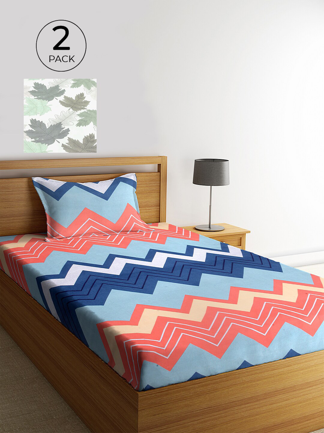 

KLOTTHE Unisex Set of 2 Printed Single Bedsheet with 2 Pillow Covers, White