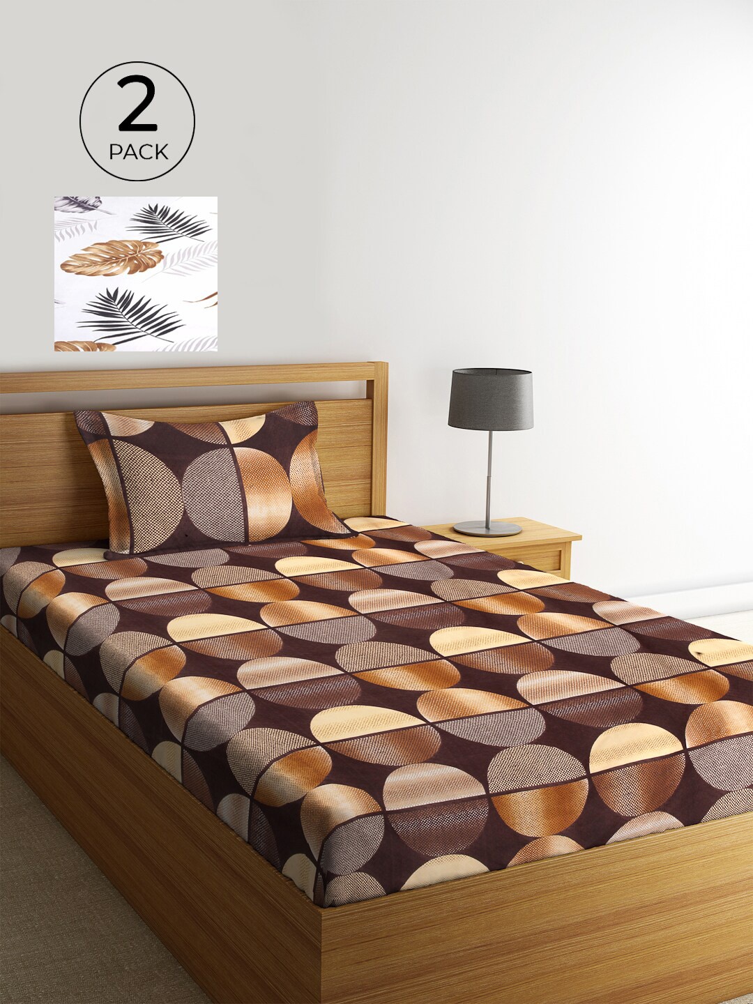 

KLOTTHE Unisex Set of 2 Printed Single Bedsheet with 2 Pillow Covers, White