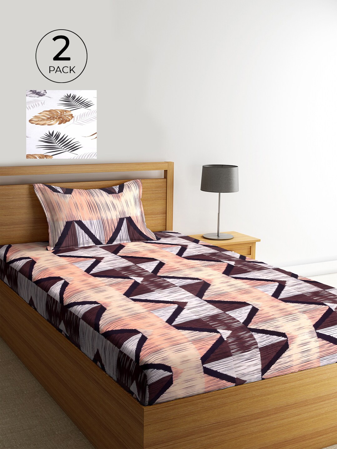 

KLOTTHE Unisex Set of 2 Printed Single Bedsheet with 2 Pillow Covers, White