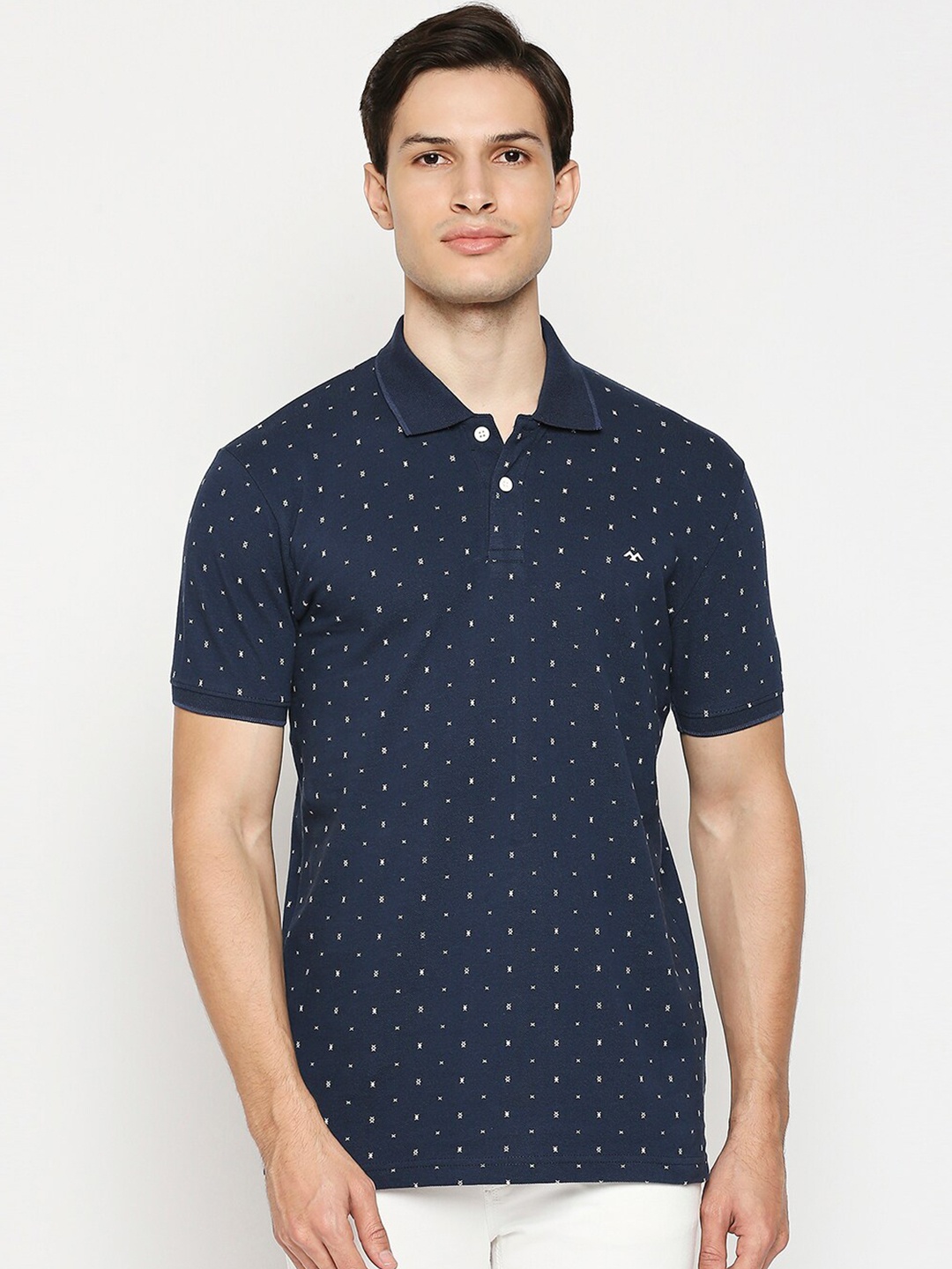

Mufti Men Navy Blue Printed Polo Collar Slim Fit Cotton Pure Cotton T-shirt