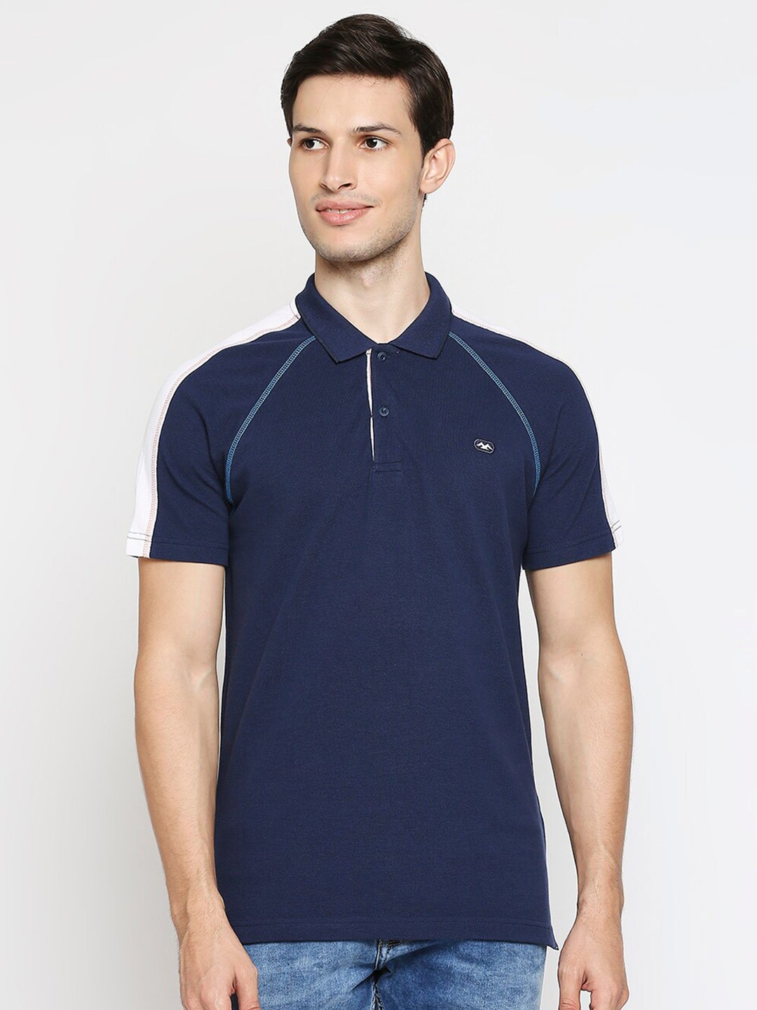 

Mufti Men Navy Blue Pure Cotton Polo Collar Slim Fit Pure Cotton T-shirt