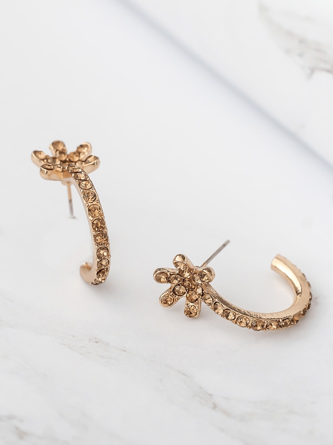 

Bellofox Gold-Toned Contemporary Half Hoop Earrings