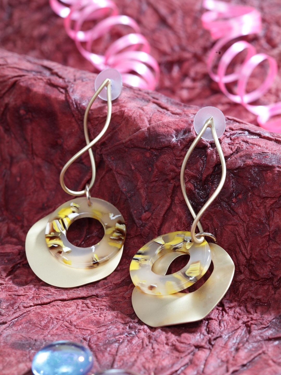 

DIVA WALK Gold-Plated & Yellow Handcrafted Contemporary Drop Earrings