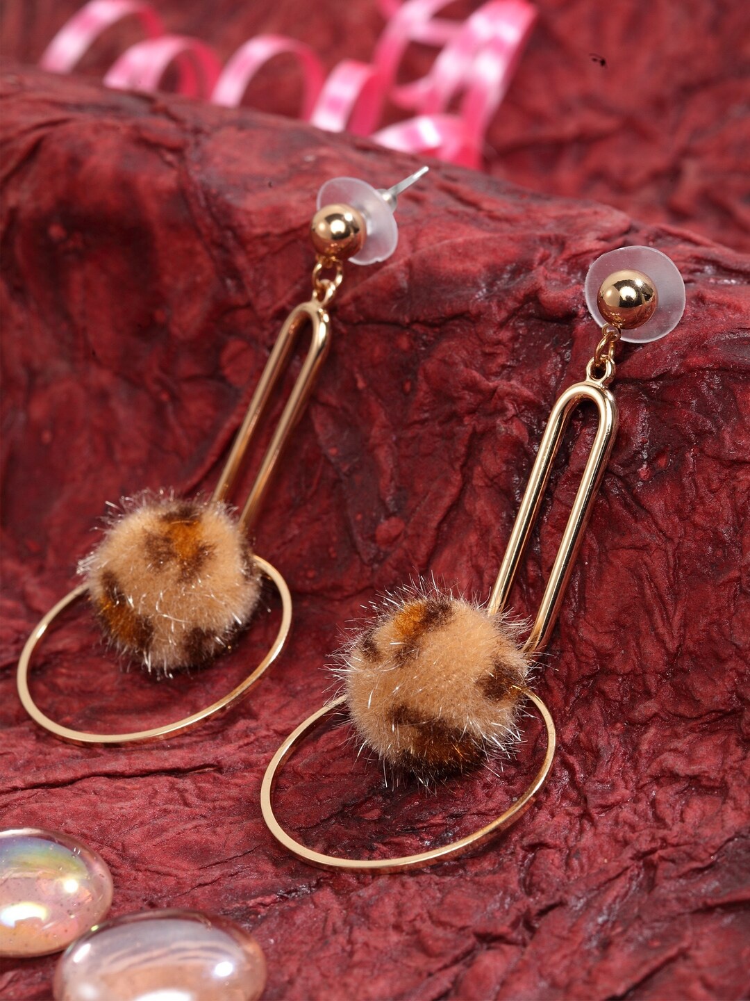 

DIVA WALK Gold-Plated & Brown Handcrafted Contemporary Drop Earrings