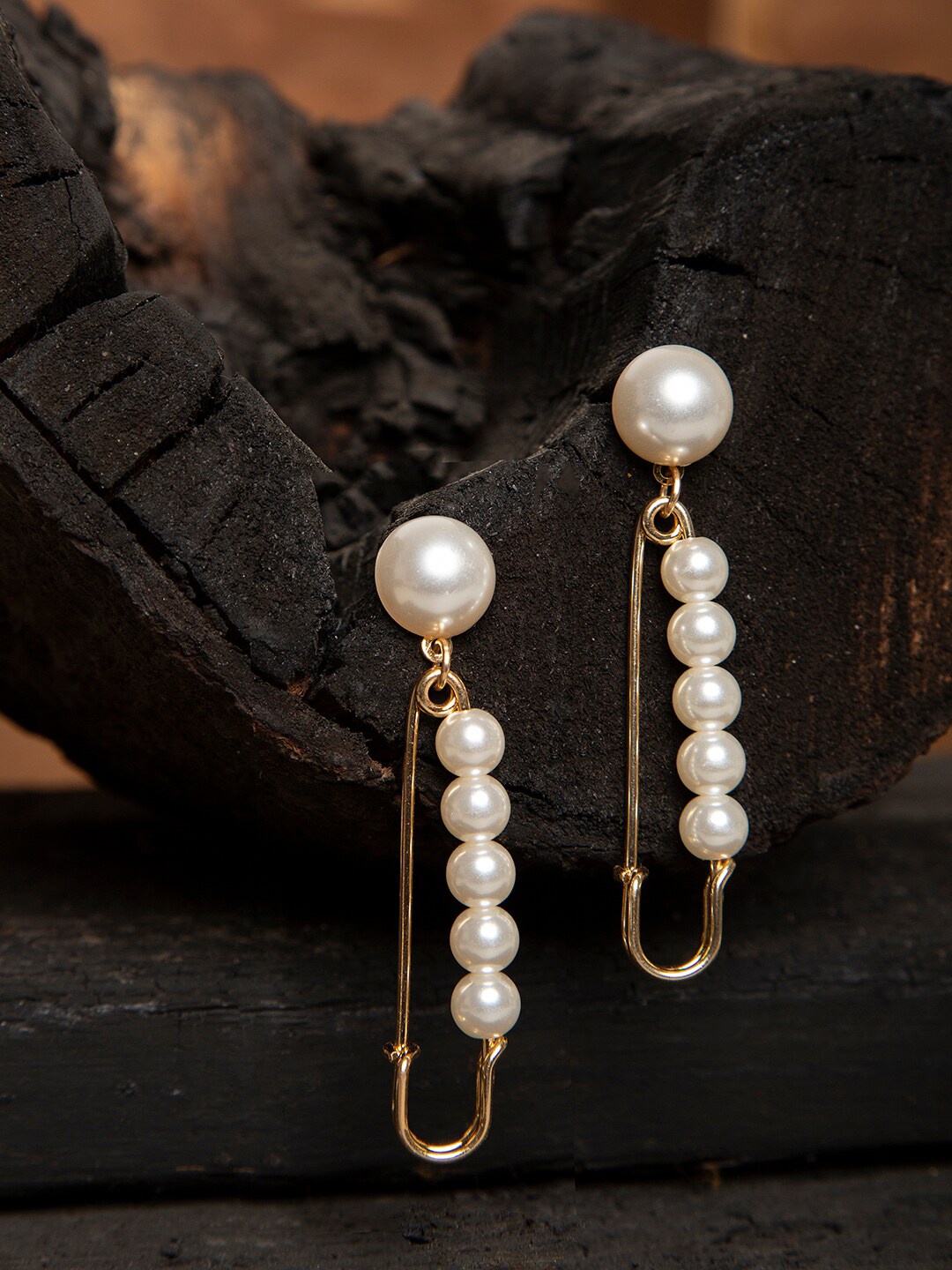 

DIVA WALK Gold-Plated & White Handcrafted Contemporary Drop Earrings