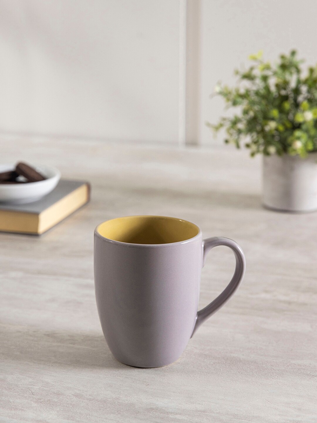 

Pure Home and Living Set Of 6 Grey Solid Ceramic Glossy Mugs