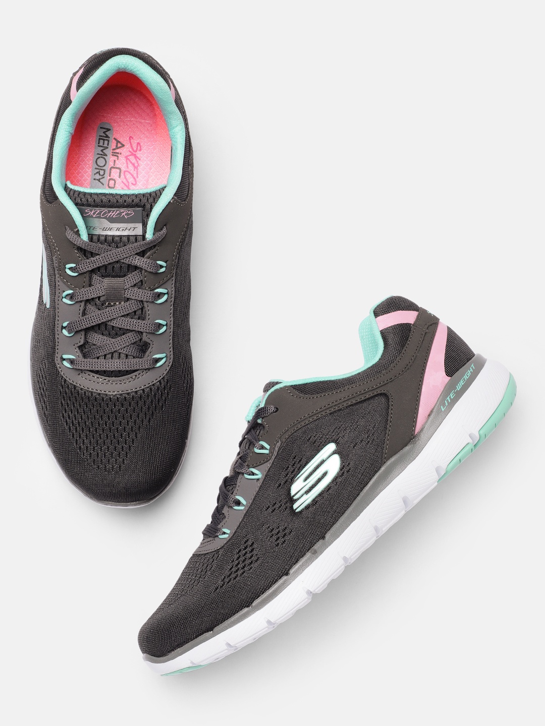 

Skechers Women Charcoal FLEX APPEAL 3.0-STEADY MOVE Lightweight Sneakers