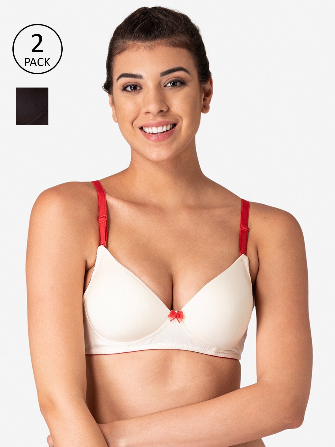 

KOMLI Women Black & White Pack of 2 Lightly Padded Workout Bra- K-9811-BLK-2PC-OFFW