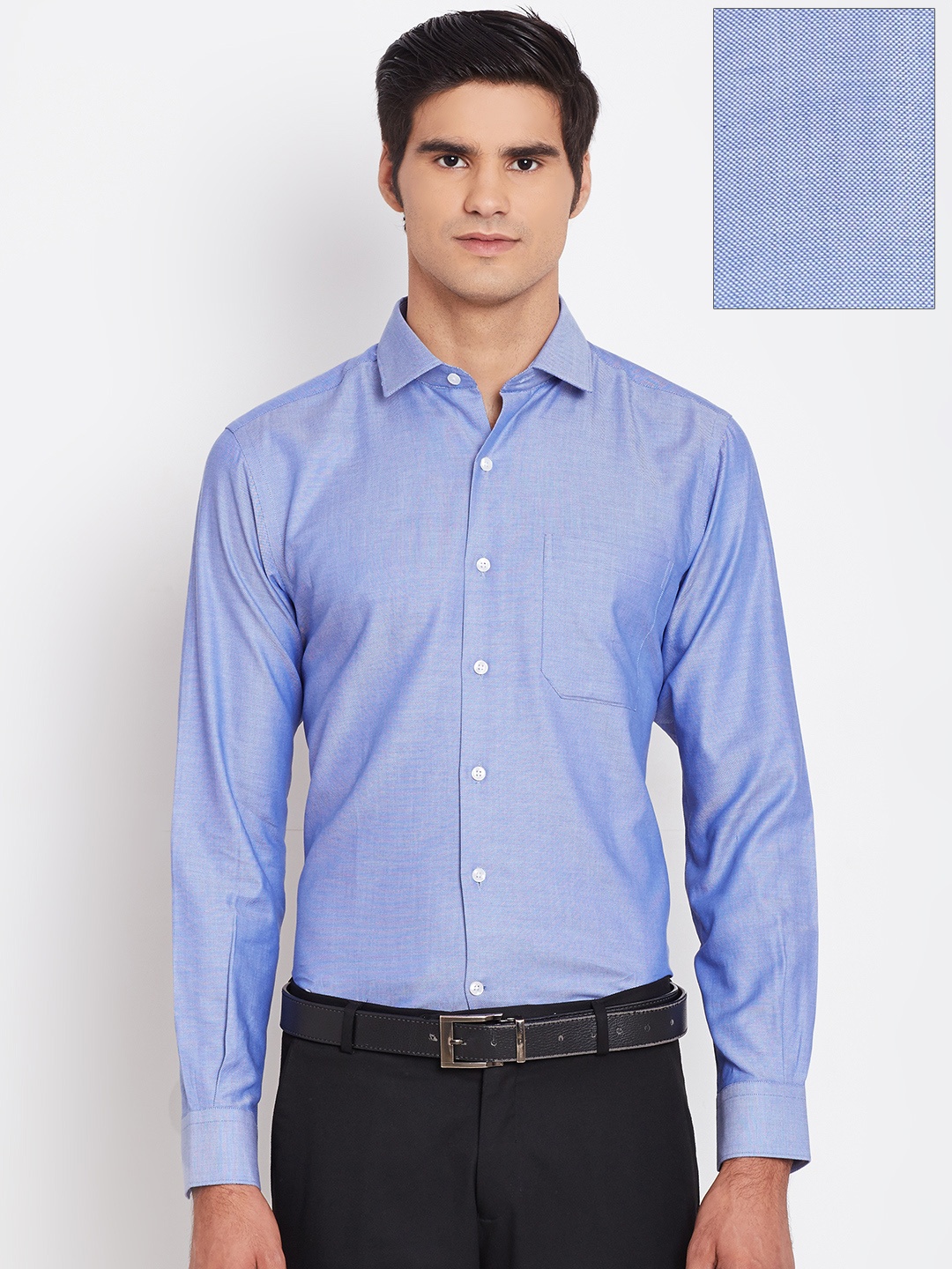 

Wills Lifestyle Men Blue Slim Solid Formal Shirt