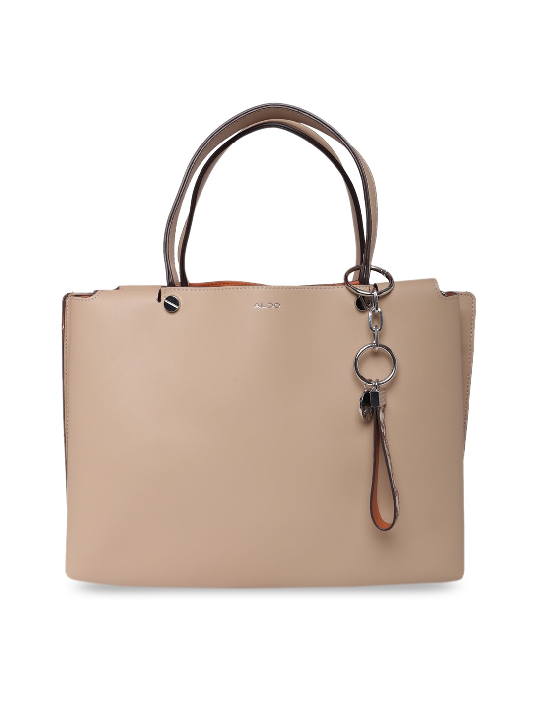 

ALDO Beige PU Structured Handheld Bag