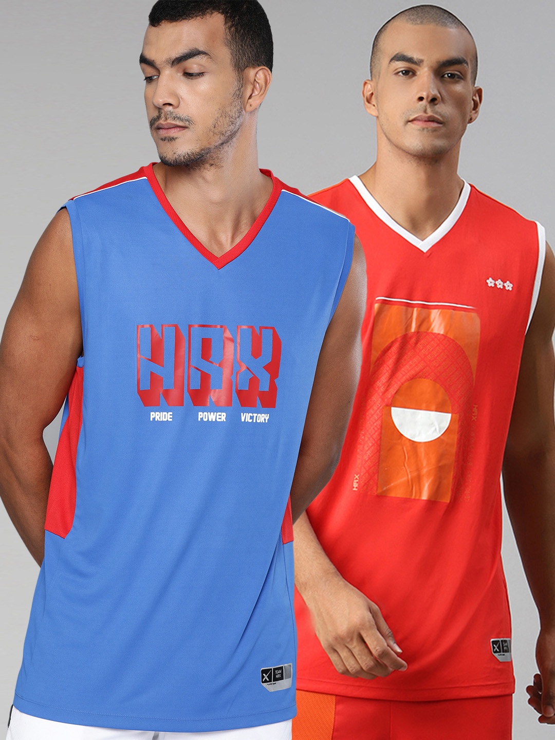 

HRX By Hrithik Roshan Men Pack of 2 Printed Anti-Static Rapid-Dry Basketball T-shirts, Blue