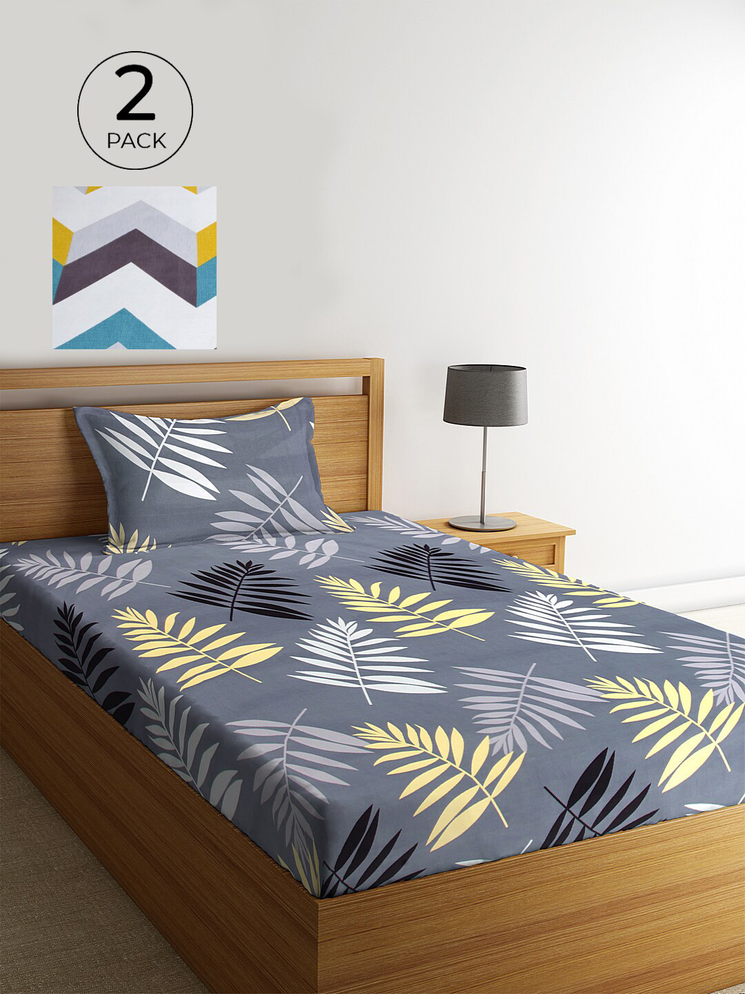 

KLOTTHE Floral 300 TC 2 Single Bedsheet with 2 Pillow Covers, White