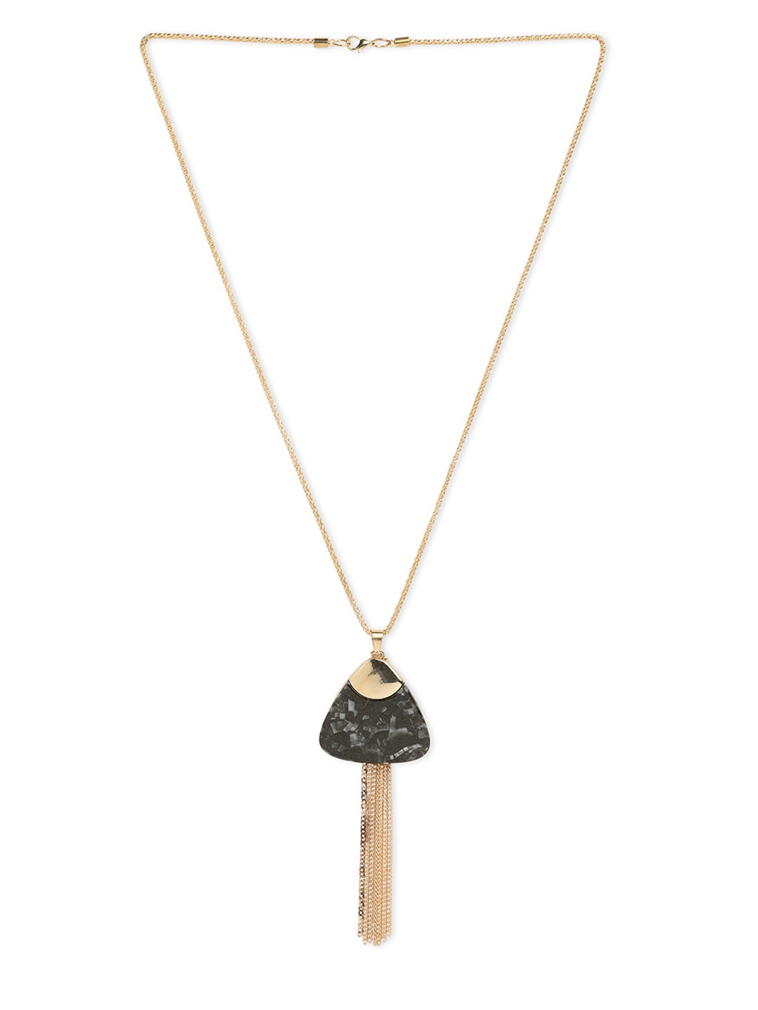 

Blisscovered Gold-Toned & Black Metal Gold-Plated Tasselled Necklace