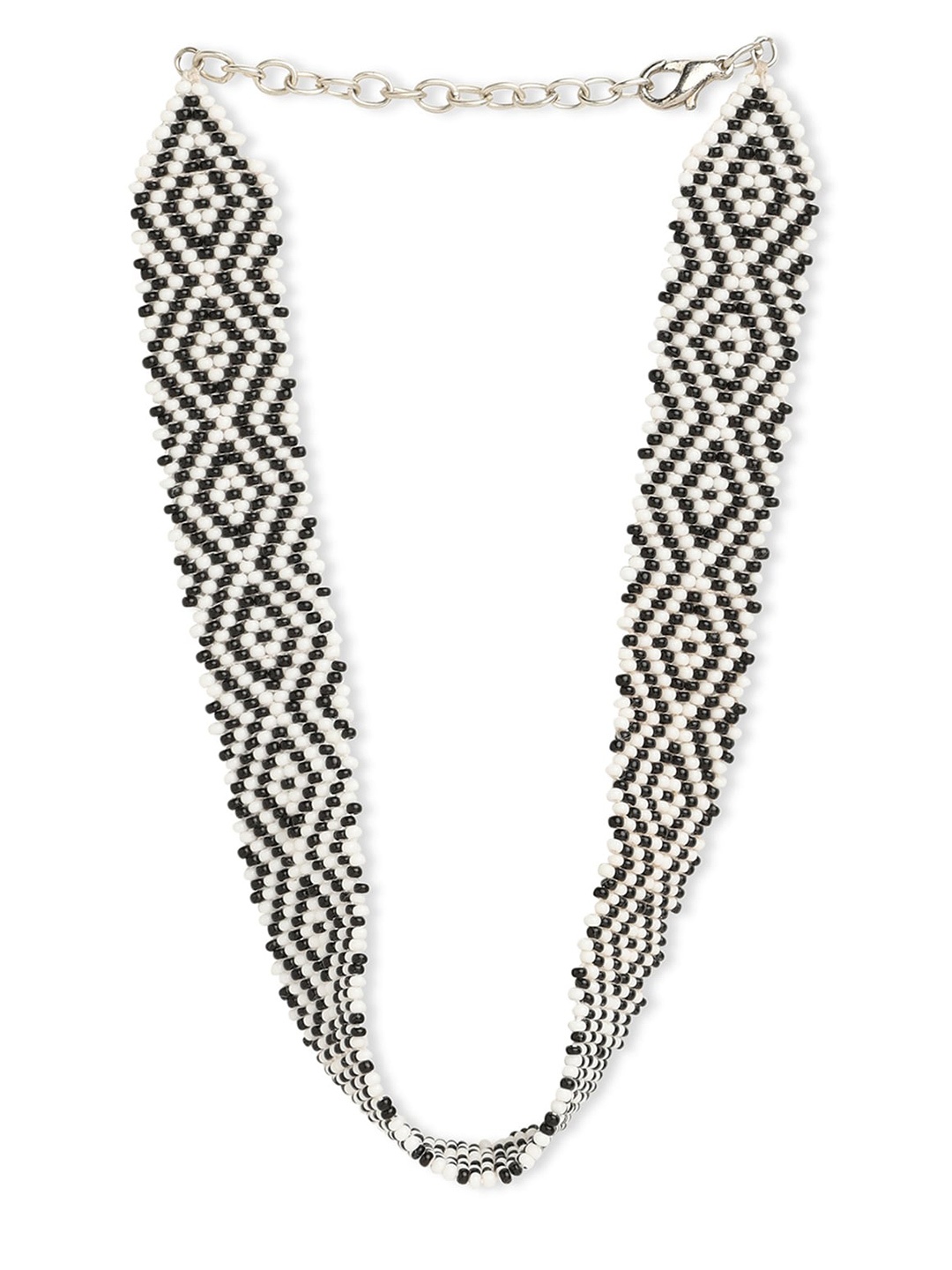 

Blisscovered Silver-Toned & White Silver-Plated Designer Choker Necklace