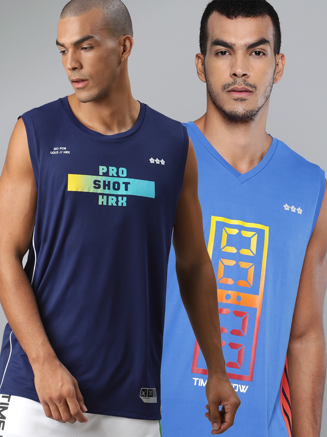 

HRX by Hrithik Roshan Men Set of 2 Rapid-Dry Basketball T-shirt, Blue