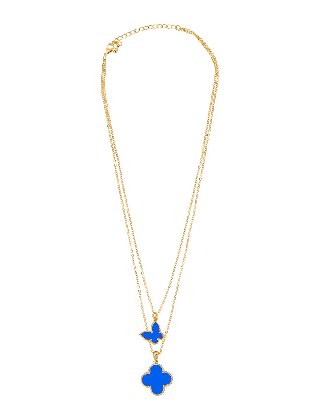 

Moon Dust Women Gold-Plated Blue Onyx Stone Studded Layered Chain & Pendant