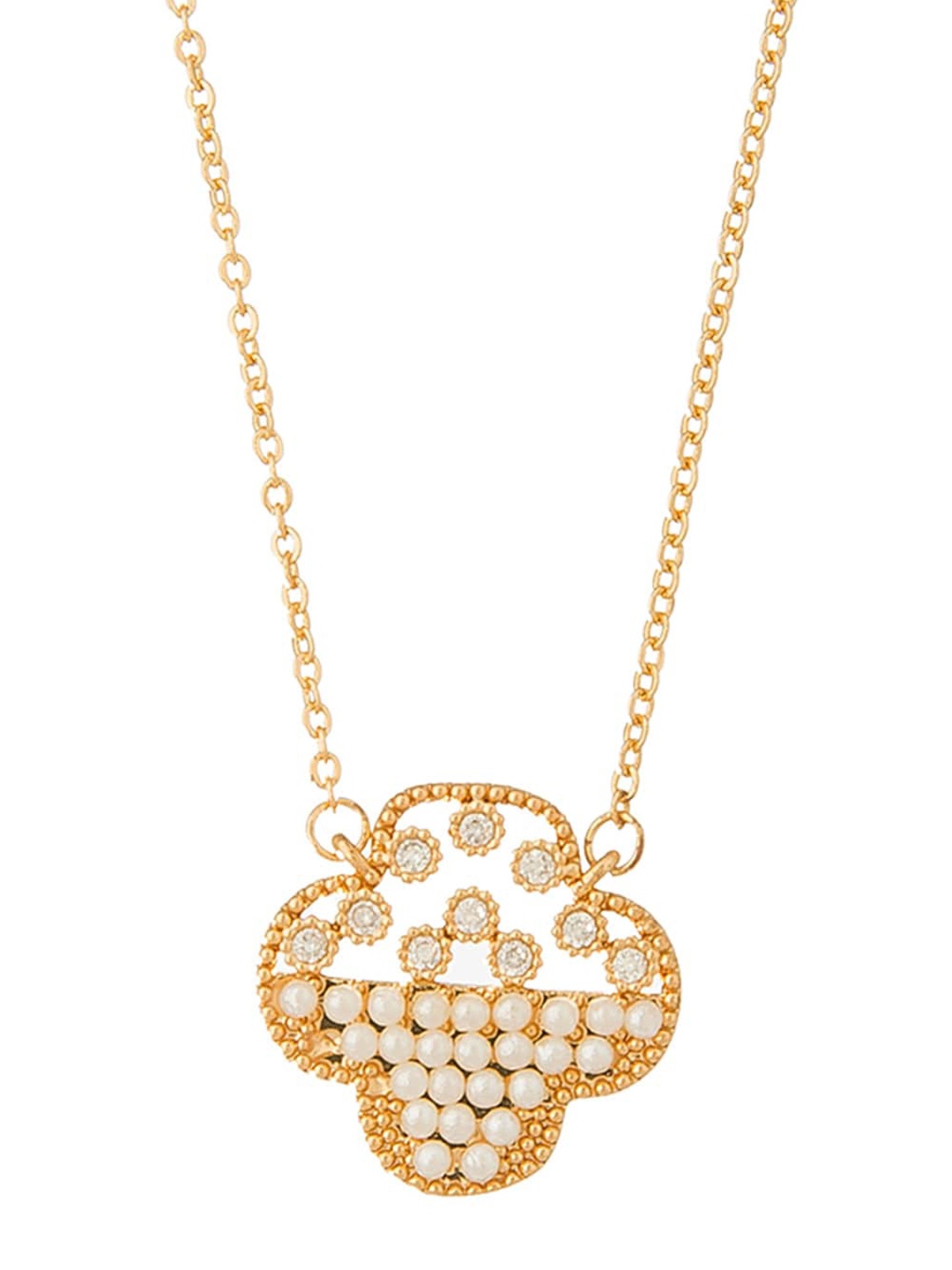 

Moon Dust Gold-Plated White AD & CZ-Studded Pendant With Chain