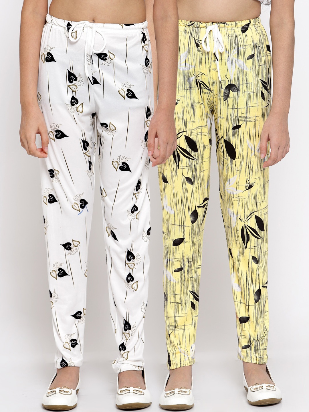 Klotthe Kids Girls Pack of 2 Multicolor Printed Ankle Length Trousers, Multi