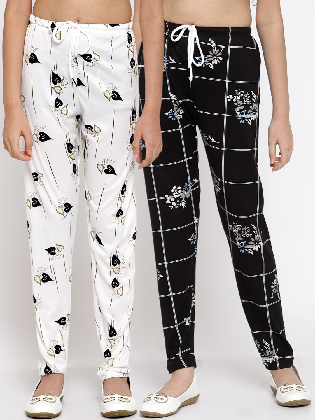 

Klotthe Kids Girls Pack of 2 White & Black Ankle Length Leggings