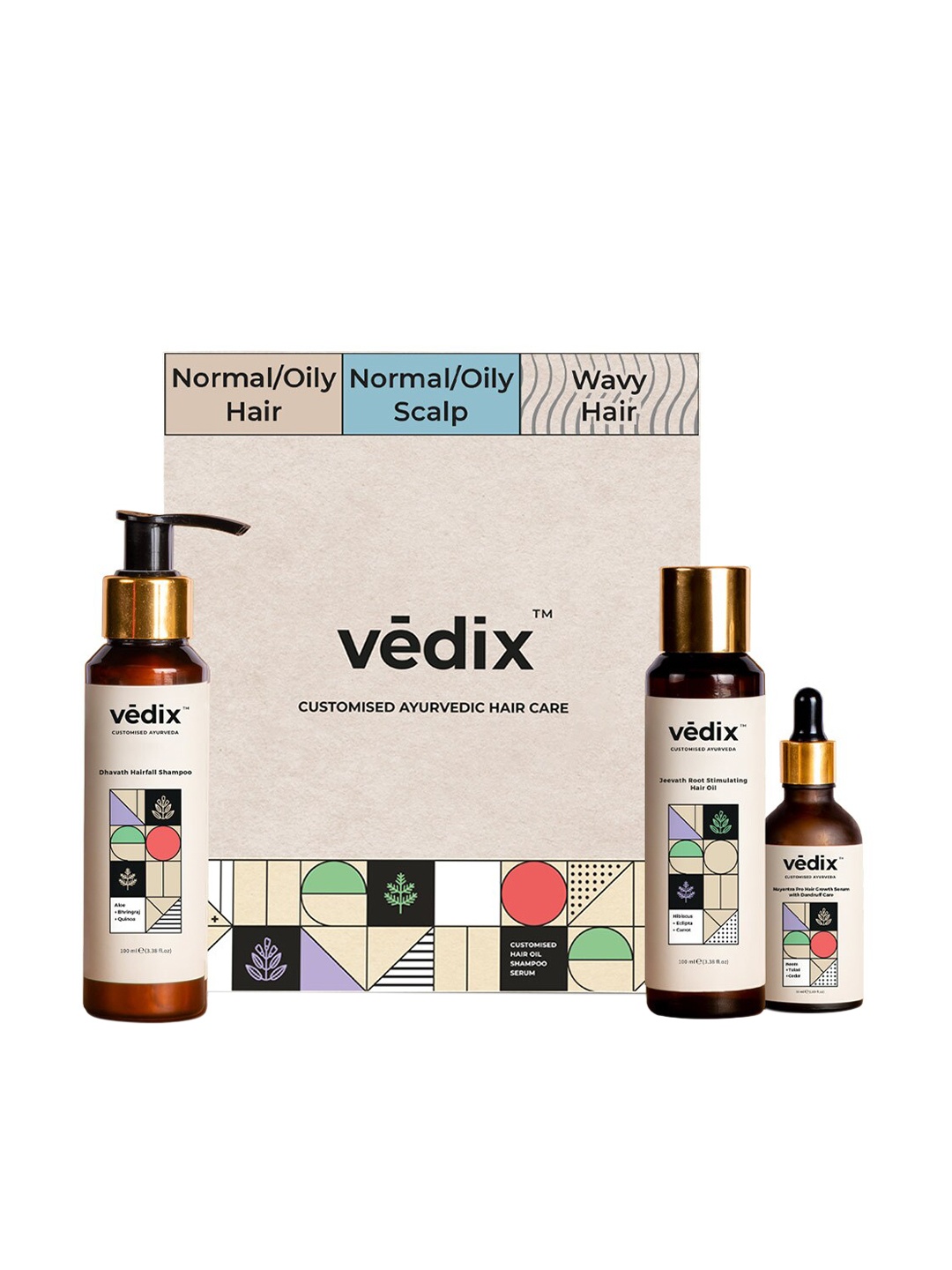 

VEDIX Customized Hair Fall Control Regimen for Normal/Oily Hair/Wavy Hair, Transparent