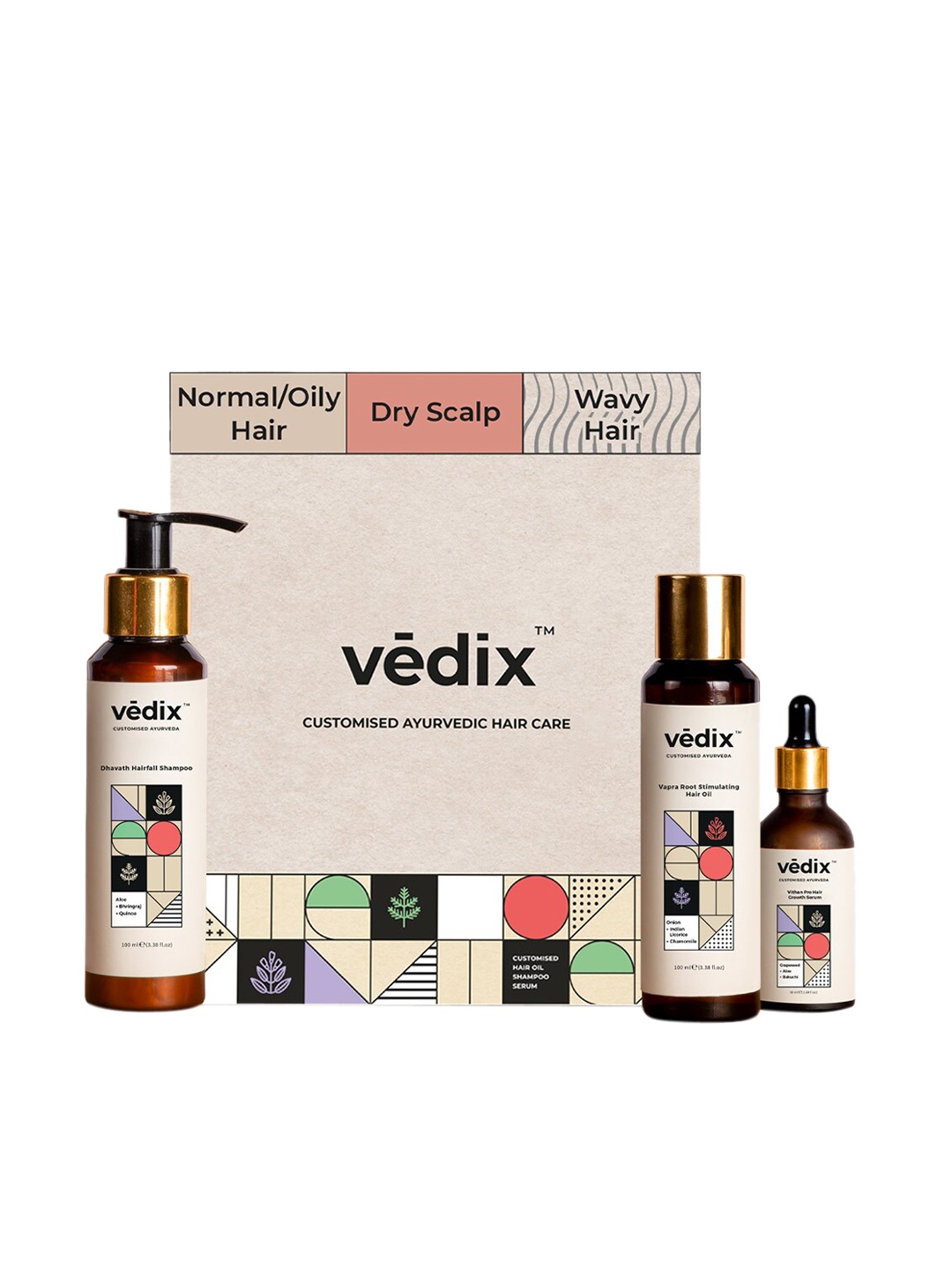 

VEDIX Customized Hair Fall Control Regimen for Dry Hair - Dry Scalp & Wavy Hair, Transparent