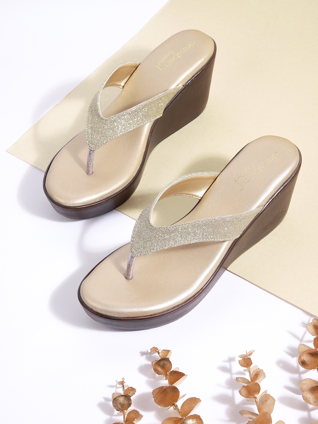 

DressBerry Wedge Heel Sandals, Gold