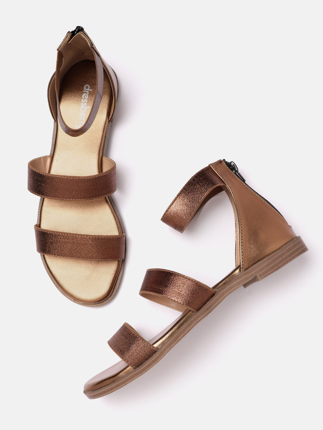 

DressBerry Women Copper-Toned Open Toe Flats