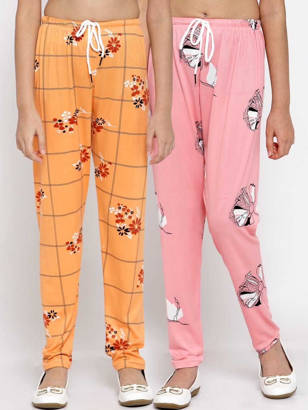 

Klotthe Kids Girls Pack of 2 Multicolor Printed Ankle Length Trousers, Multi