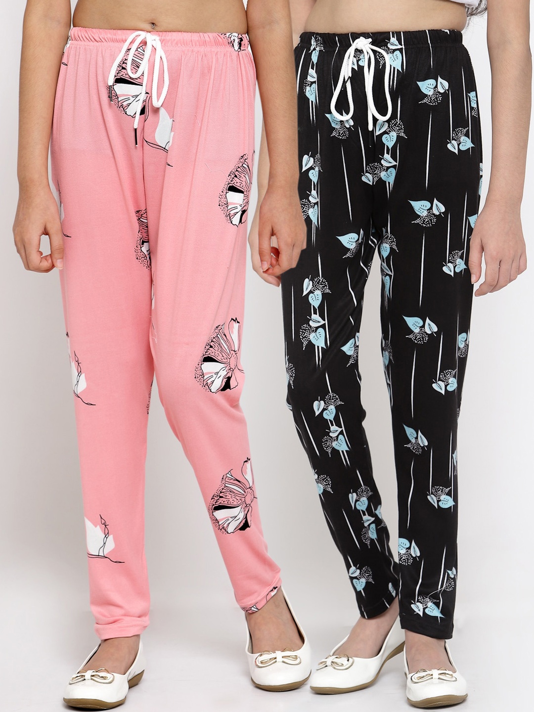 

Klotthe Kids Girls Pack of 2 Multicolor Printed Ankle Length Trousers, Multi