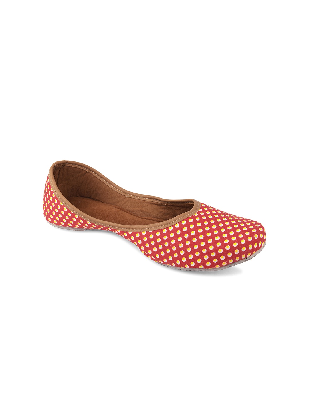 

DESI COLOUR Girls Red Polka Printed Mojaris