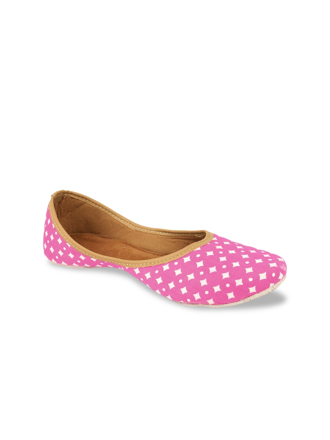 

DESI COLOUR Girls Pink Printed Mojaris Flats