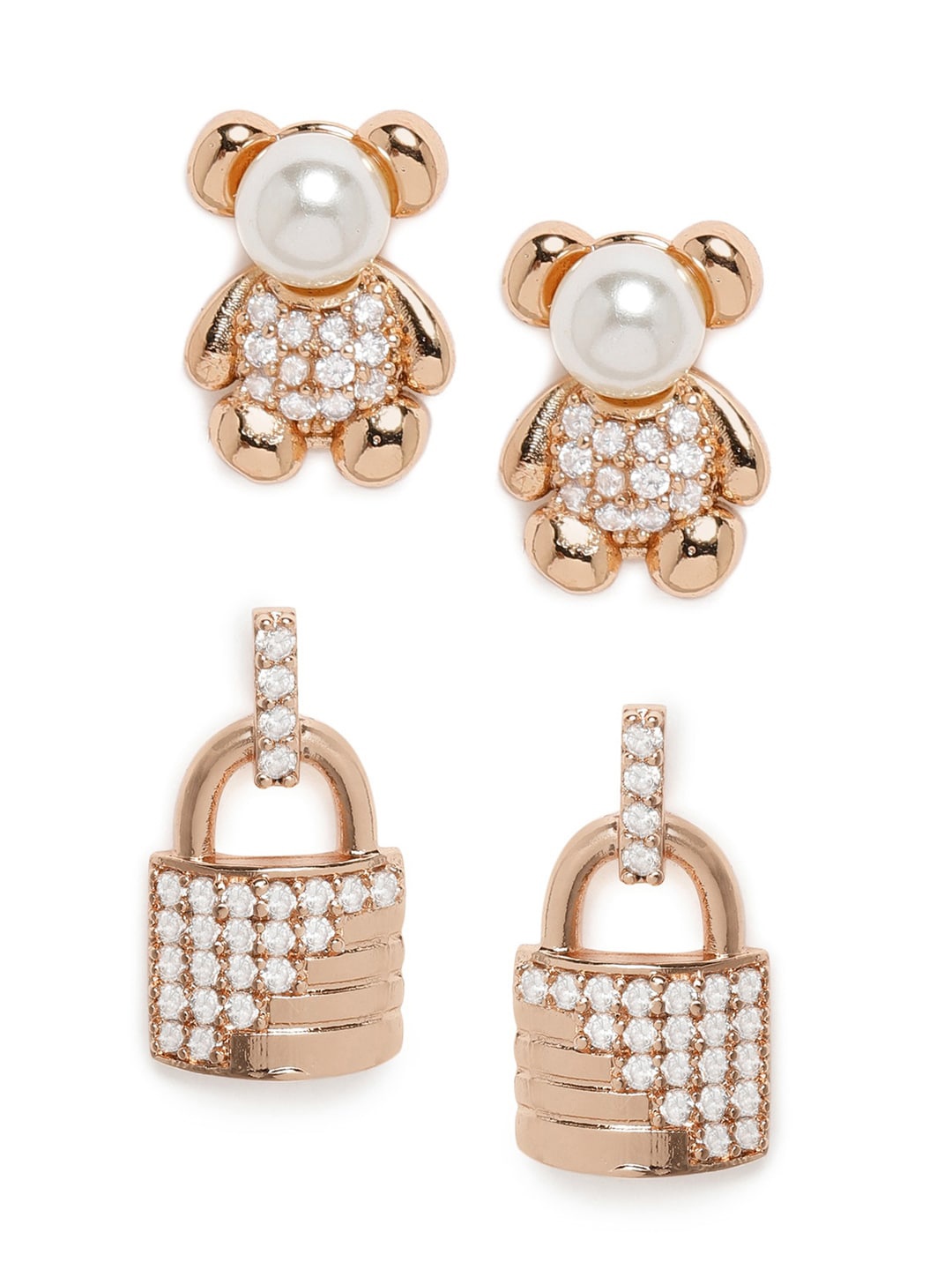 

AMI Rose Gold Quirky Set of 2 Stud Earrings