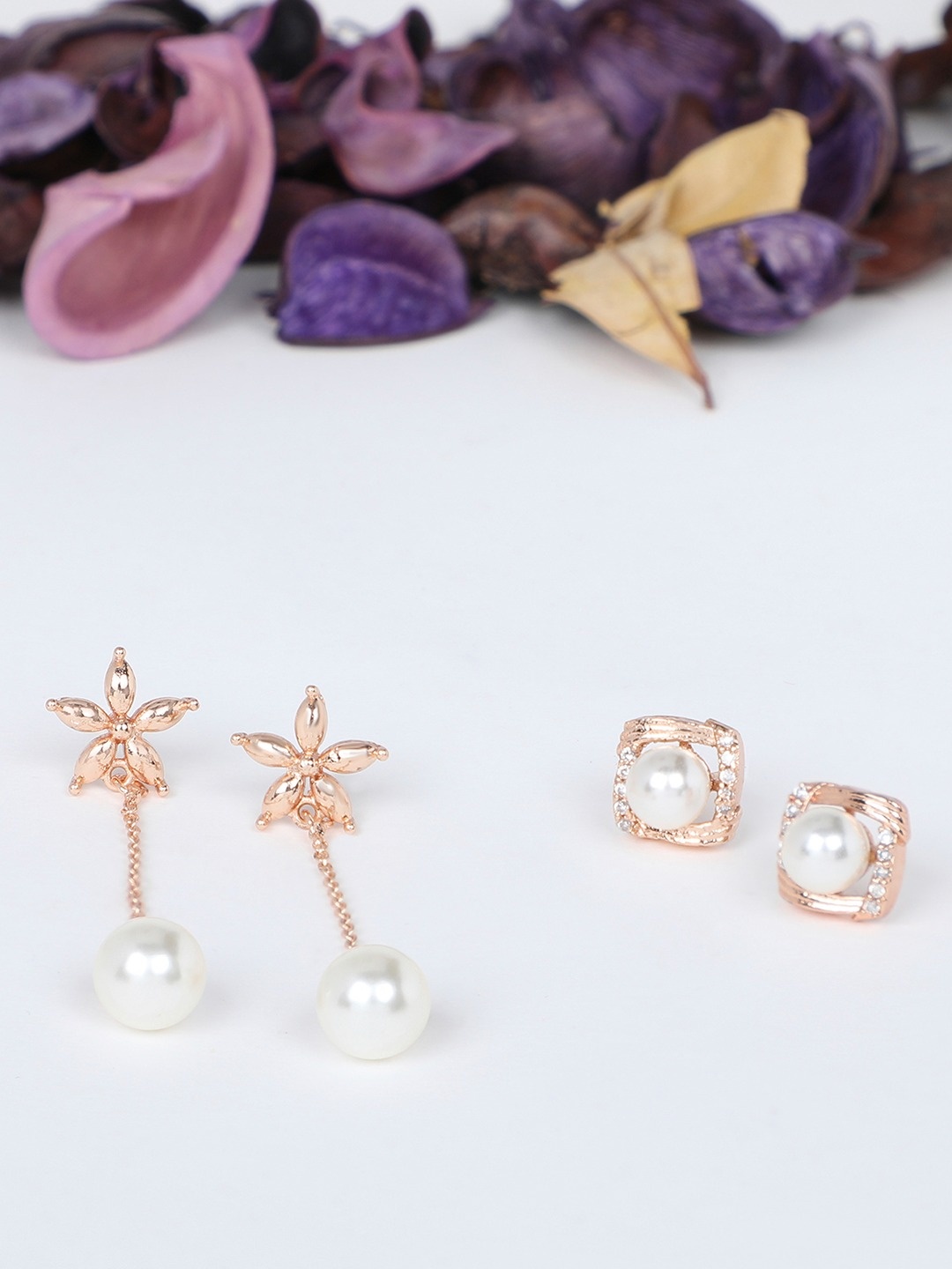 

AMI Rose Gold Set of 2 Contemporary Drop Earrings
