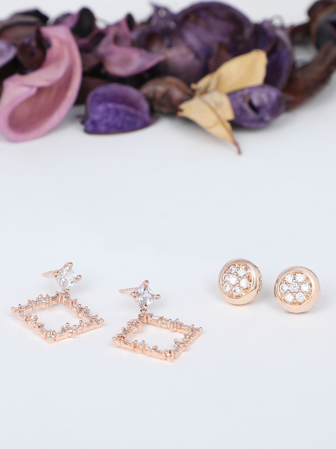 

AMI Rose Gold Set of 2 Contemporary Drop Earrings