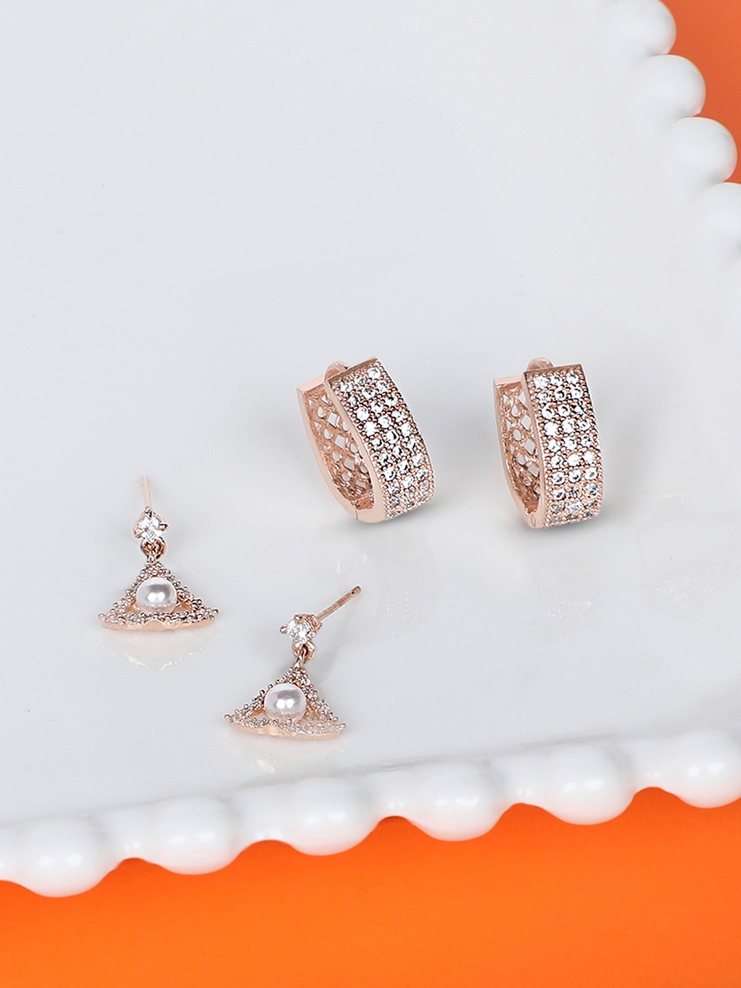 

AMI Rose Gold Set of 2 Contemporary Stud Earrings
