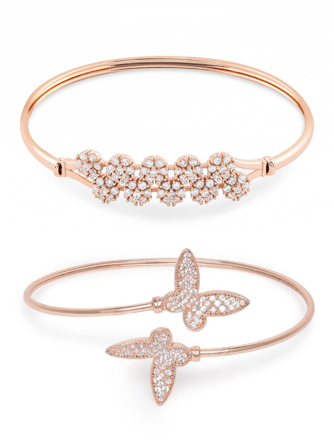 

AMI Women Set of 2 Rose Gold Contemporary Kada Bracelet