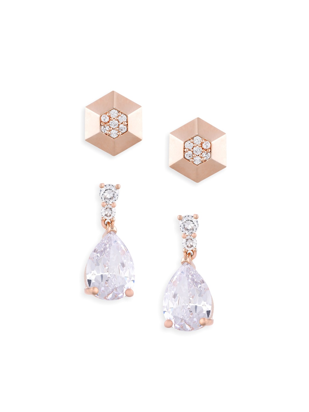 

AMI Rose Gold Set of 2 Contemporary Stud Earrings