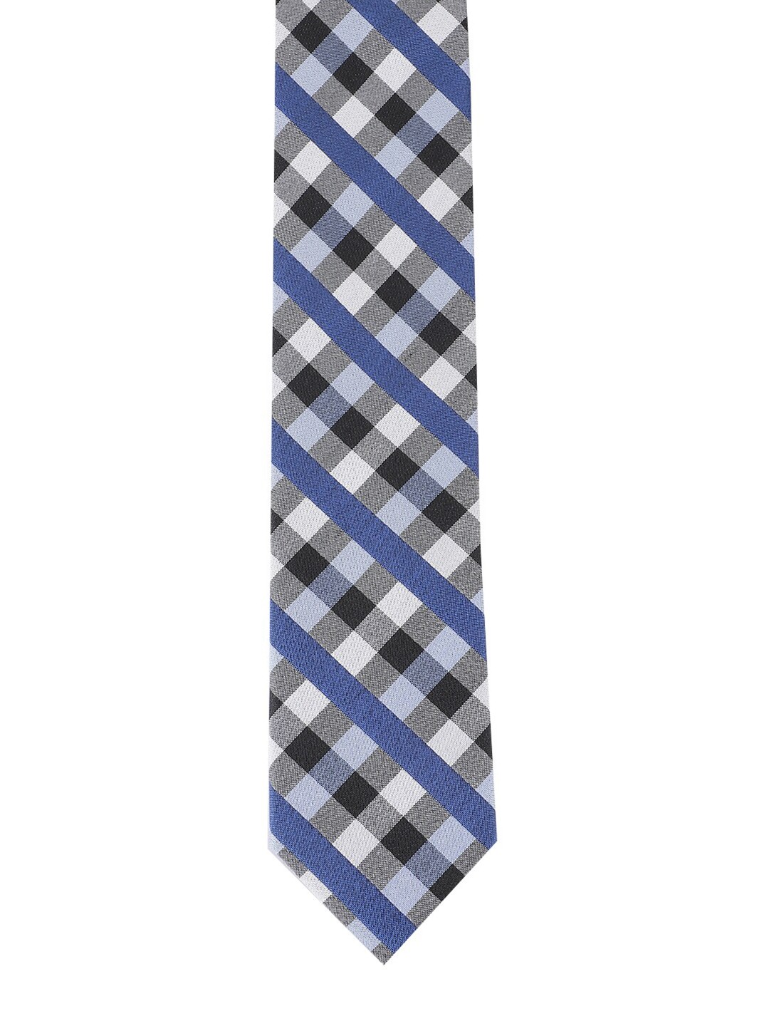 

Alvaro Castagnino Men Grey & Blue Checked Skinny Tie