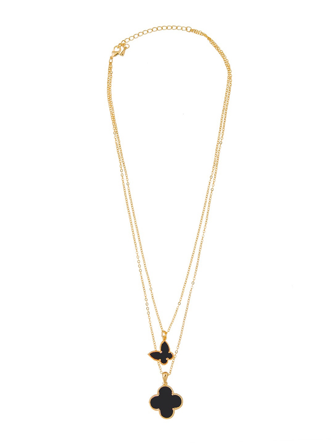 

Moon Dust Women Gold-Toned & Black Brass Gold-Plated Layered Necklace