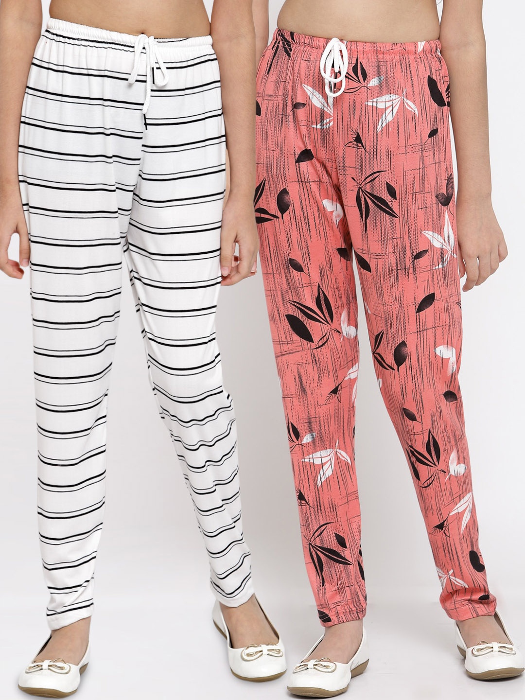 

KLOTTHE Girls Pack Of 2 Ankle Length Leggings, White