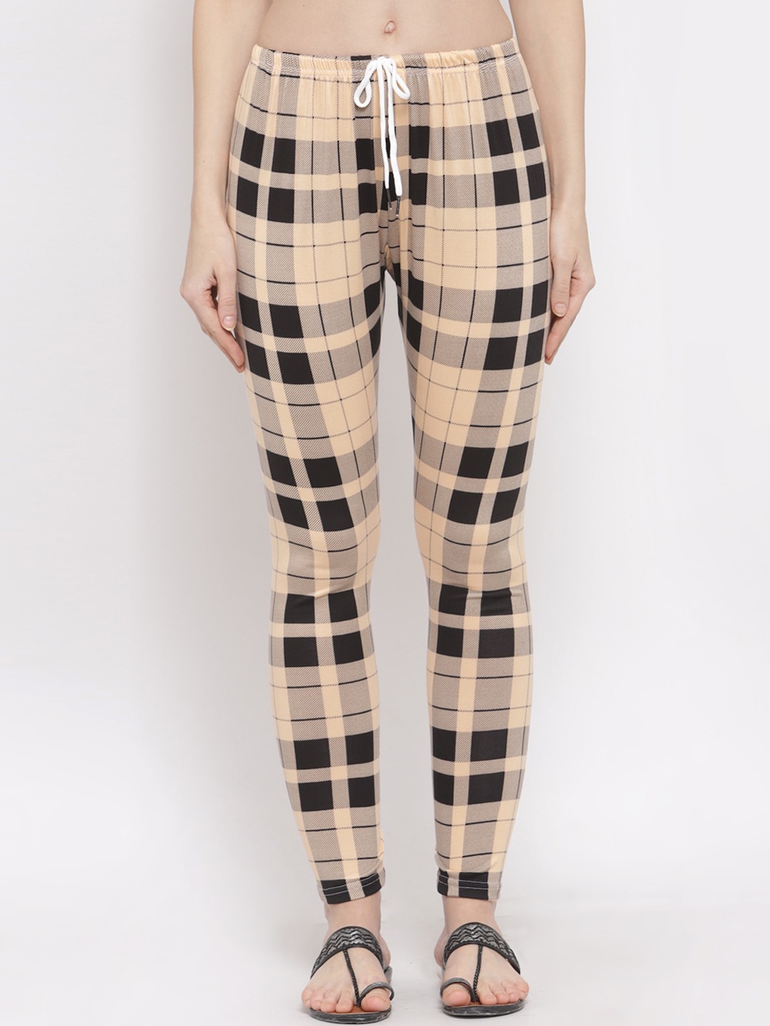

Klotthe Women Beige & Black Ankle Length Leggings