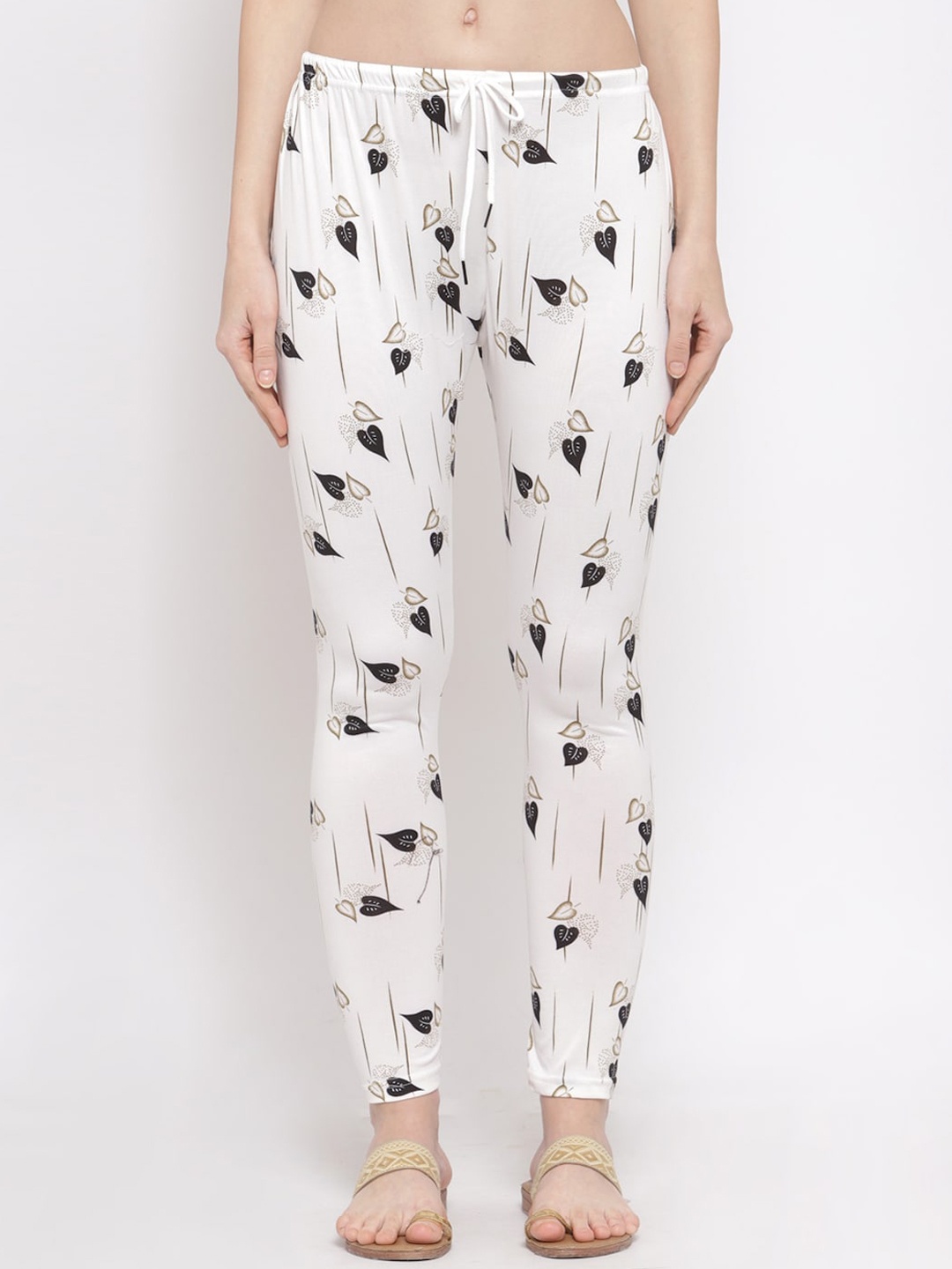 

KLOTTHE Women White & Black Printed Ankle-Length Leggings