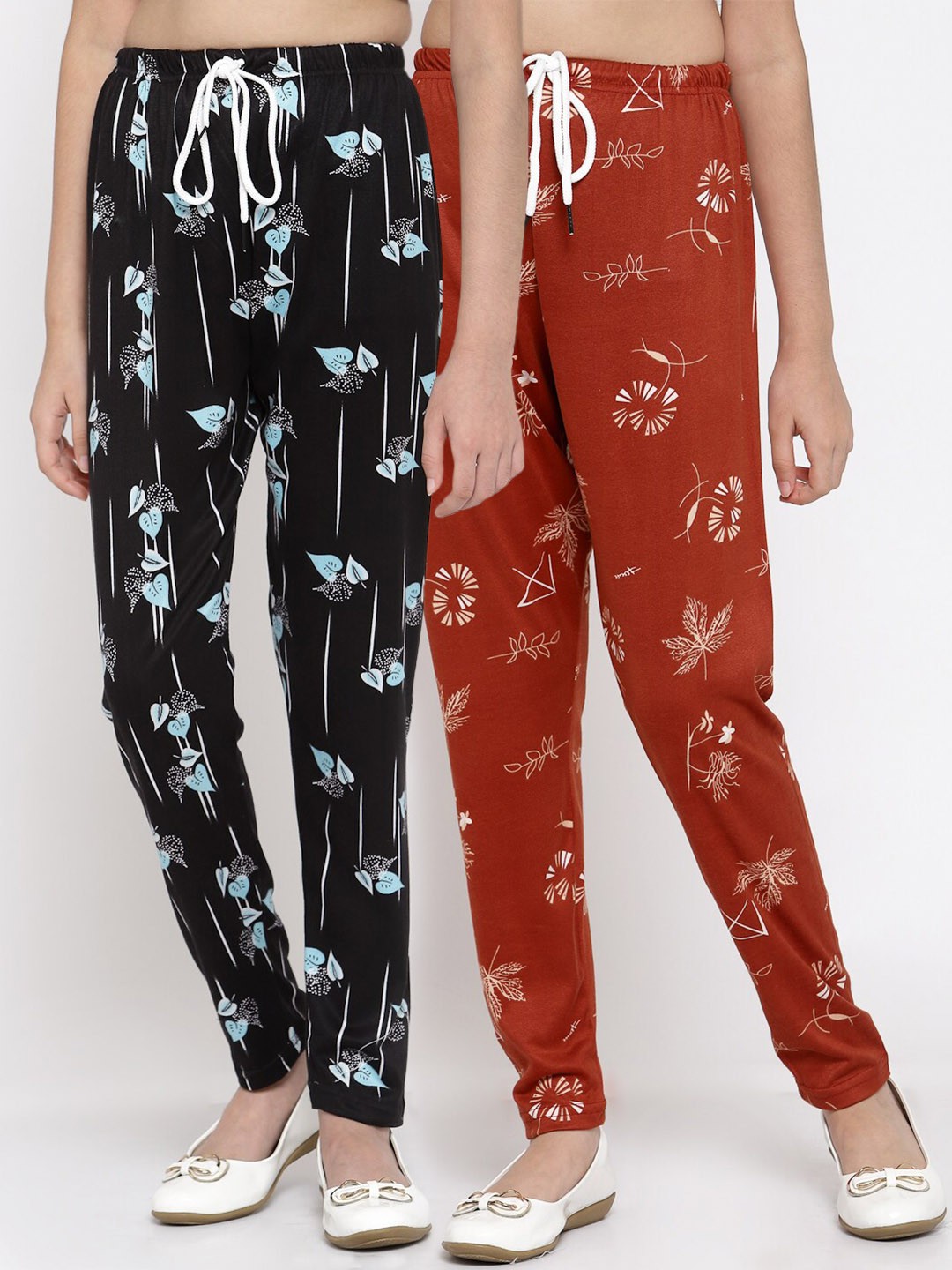 

Klotthe Kids Girls Pack of 2 Black & Red Printed Ankle Length Leggings
