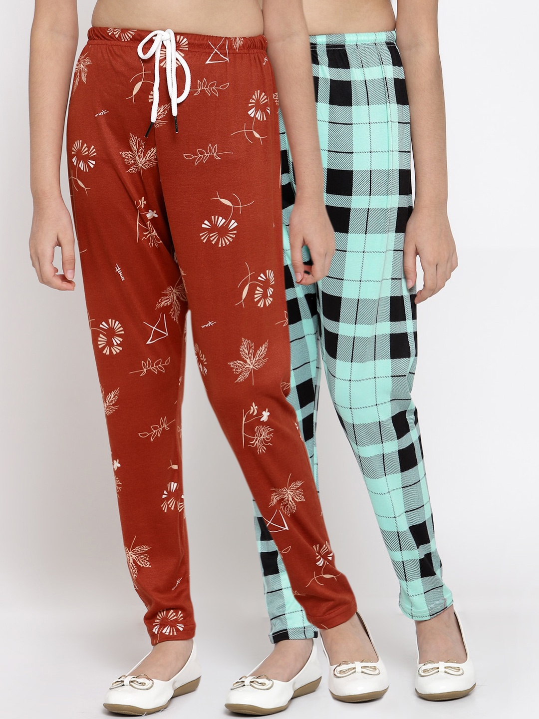 

Klotthe Kids Girls Pack of 2 Multicolor Printed Ankle Length Trousers, Multi
