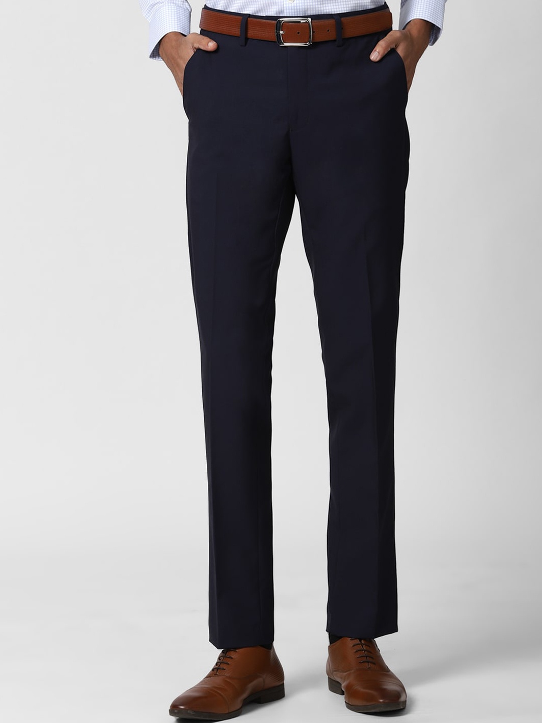 

Peter England Men Navy Blue Slim Fit Formal Trousers