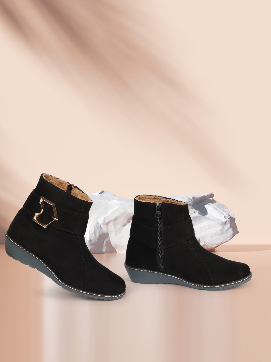 

Alishtezia Women Black Suede Flat Boots