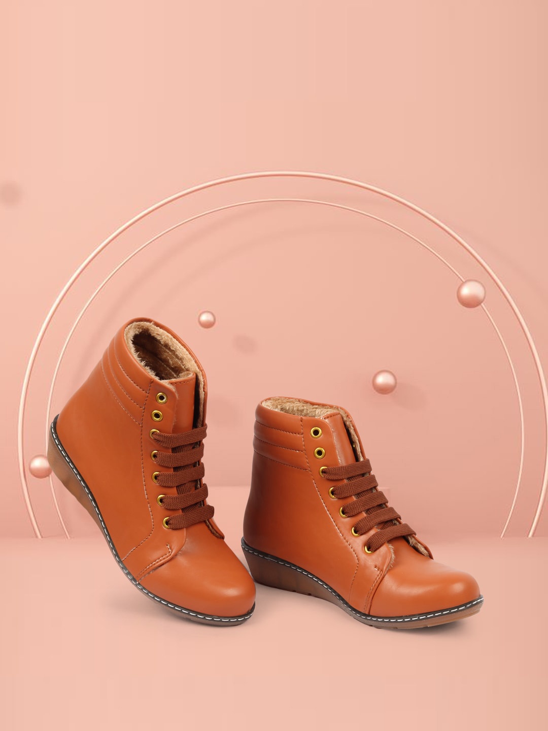 

Alishtezia Women Tan PU Flat Boots